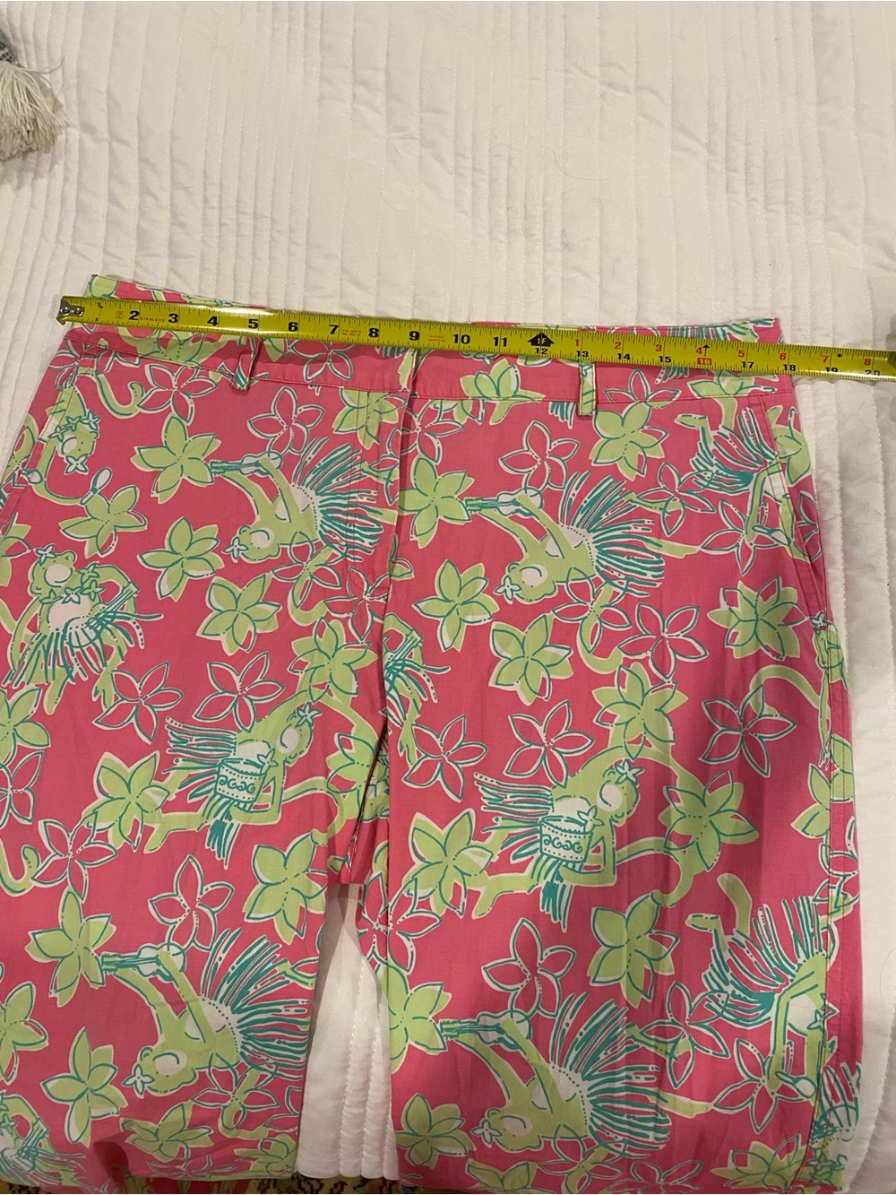 Lilly Pulitzer “Rock A Hula Monkey” Hot Pink & Green Floral Cropped Pants - 14 - Picture 5 of 6